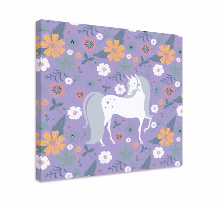 Wandbild elefant bezauberndes einhorn blumen - TenStickers