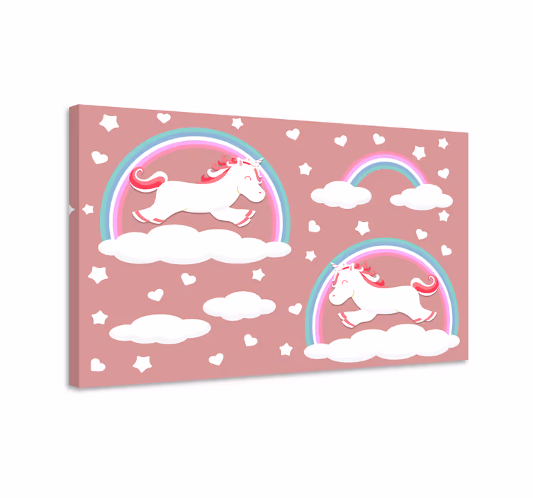 Dinosaurier wandbild einhörner in wolken - TenStickers