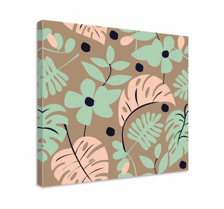 Leinwandbild Blume Pastellfarbene monstera-blüten und -blätter - TenStickers