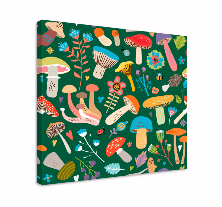 Leinwandbild mit lebendigem pilzmuster - TenStickers