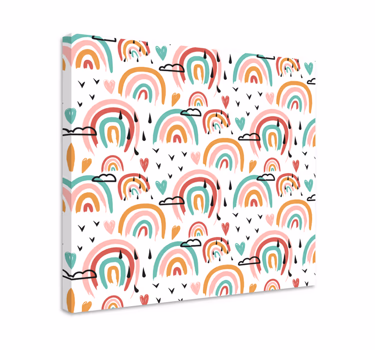 Leinwandbild kinder mit verspieltem regenbogenmuster - TenStickers