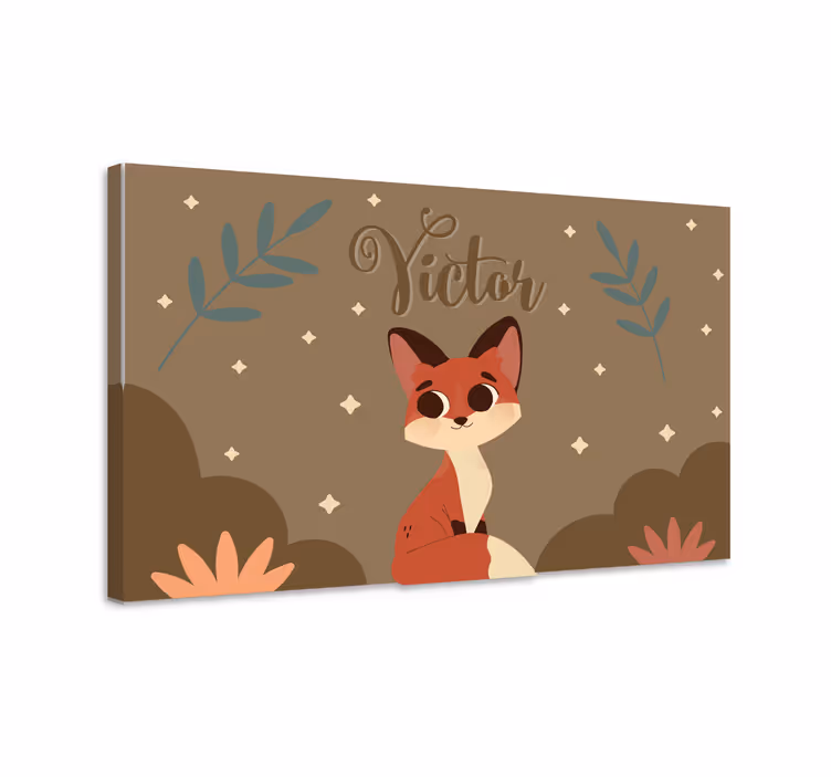 Dinosaurier wandbild mit niedlicher fuchsillustration - TenStickers