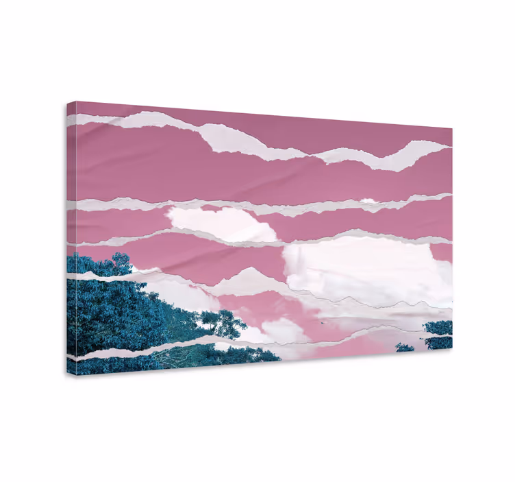 Wandbilder Landschaft farben über rosa horizont - TenStickers