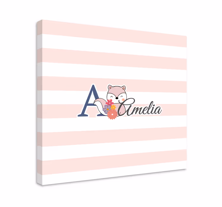 Leinwandbild babys mit niedlicher fuchs personalisierung - TenStickers