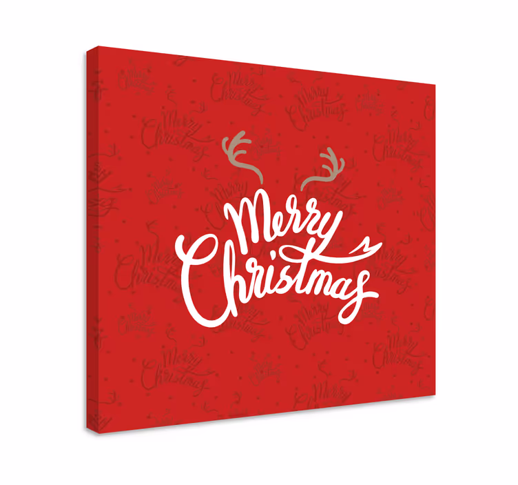 Leinwandbild Weihnachten rotes design mit rentiergeweih - TenStickers