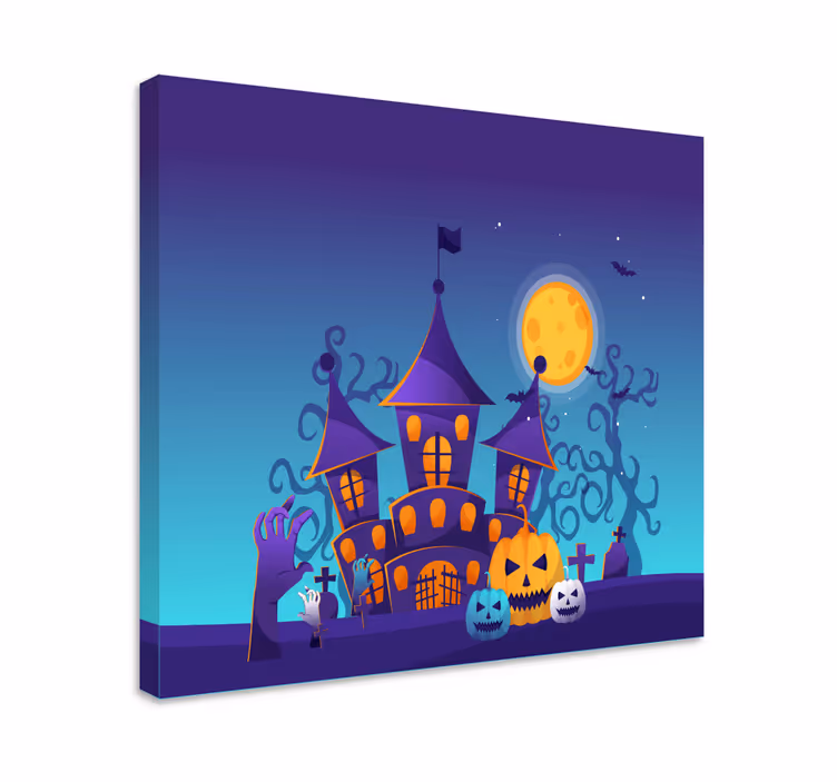 Wandbilder Gruseliger Friedhof mit Kürbissen - TenStickers