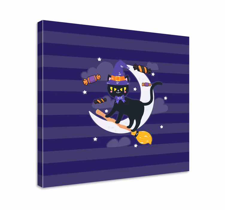 Wandbilder katzen schwarze katzenhexe - TenStickers