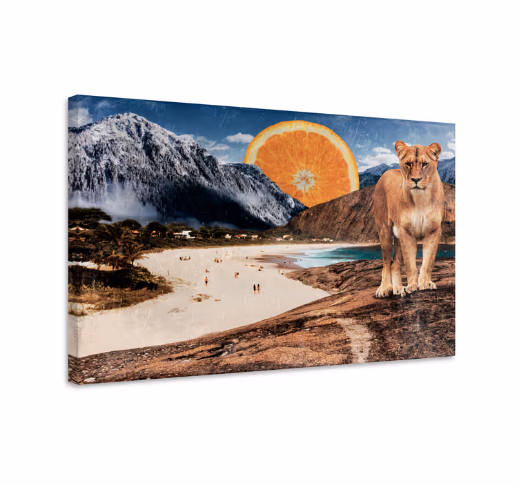 Wandbild Tier löwin am strand - TenStickers
