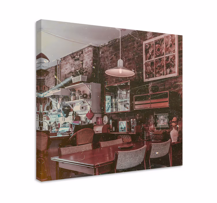 Leinwandbild vintage café szene - TenStickers