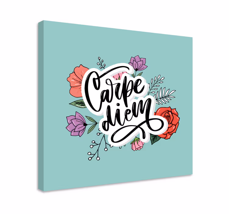 Wandbilder Motivation Carpe diem rosa blumenmuster - TenStickers