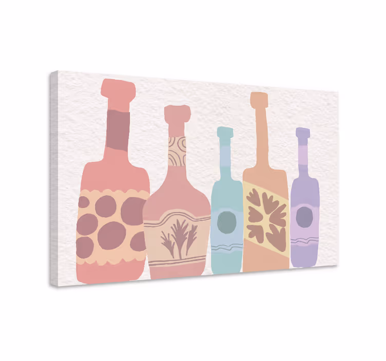 Leinwandbild ornament bunte flaschen silhouetten - TenStickers