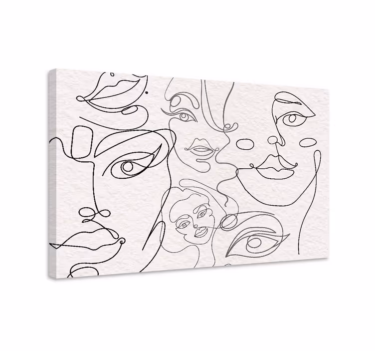 Leinwandbild mit durchgehenden liniengesichtern - TenStickers