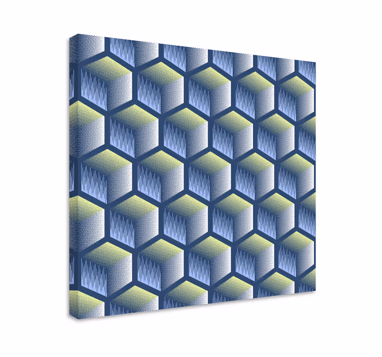 Geometrische wandbilder hexagonales würfelmuster - TenStickers