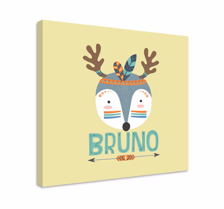 Leinwandbild personalisiert Blauer nordischer hirsch mit Namen - TenStickers