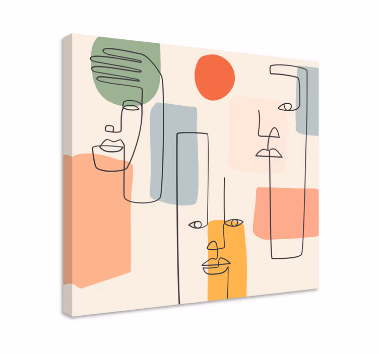 Leinwandbild abstrakt minimalistische liniengesichter - TenStickers