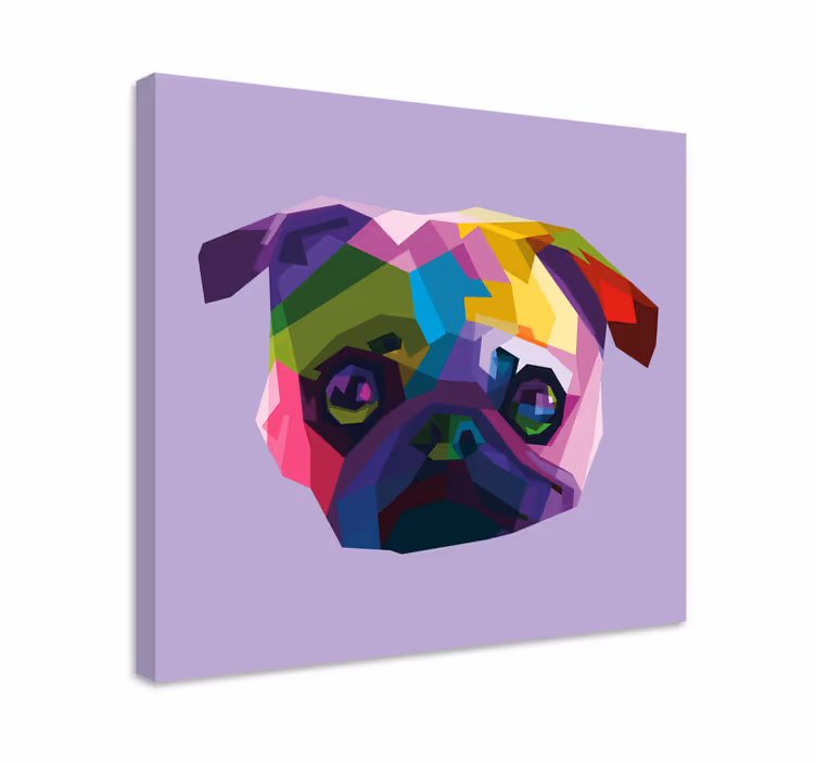 Wandbilder Hunde Geometrische tiere mops hund - TenStickers