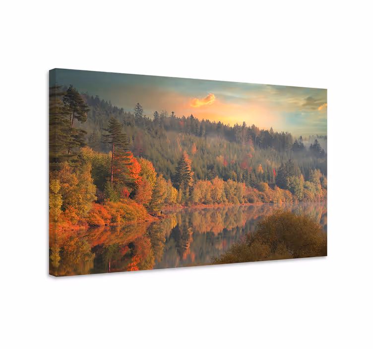 Wandbilder Landschaft Bunte bäume und ruhiger see - TenStickers