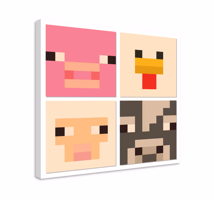 Videospiele Leinwandbilder pixel-Kunst Tiergesichter - TenStickers