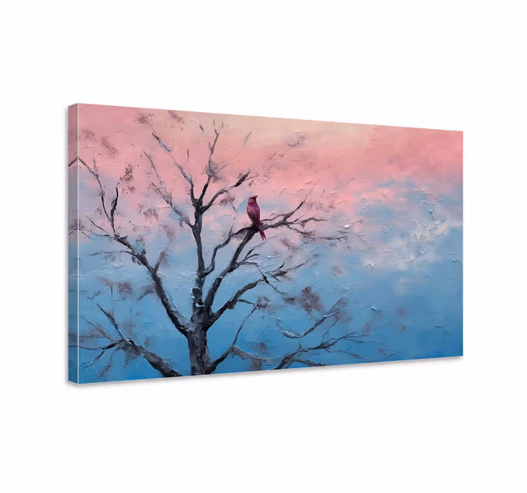 Kunst auf Leinwand ein vogel in einem baum - TenStickers