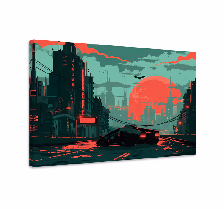 Videospiele Leinwandbilder cyber-stadt - TenStickers