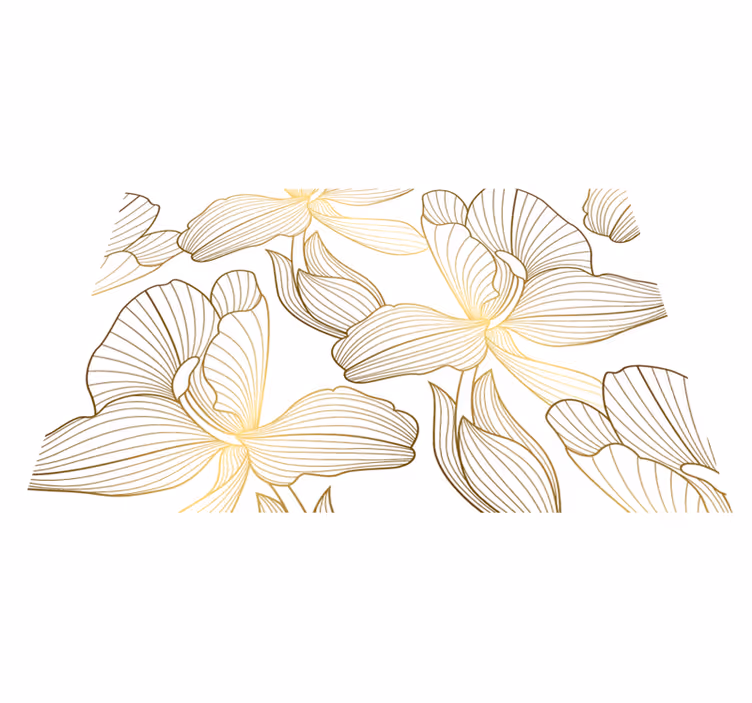 Vinyl Teppich weiß goldene blumen - TenStickers