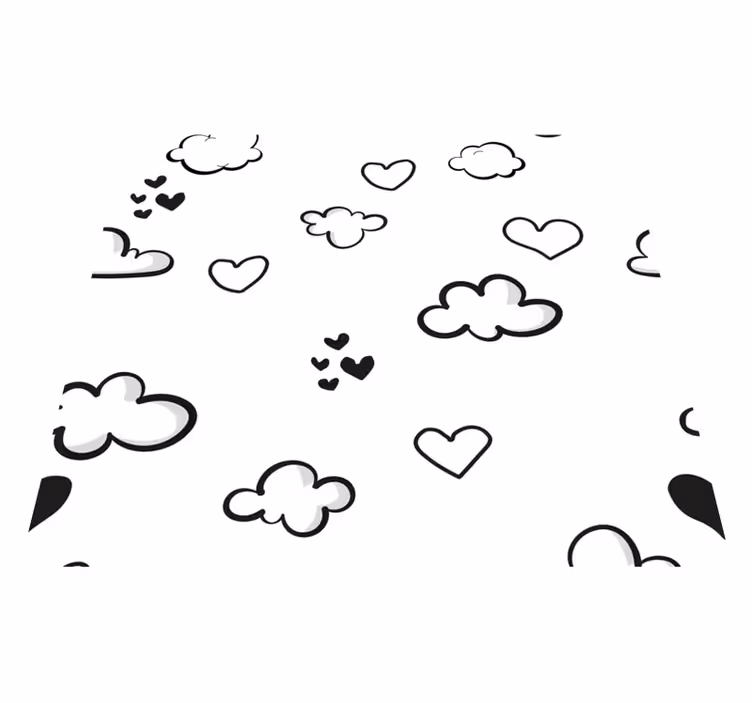 Vinyl Teppich weiß wolken und herzen - TenStickers
