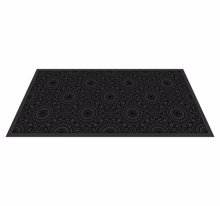 Vinyl Teppich schwarz mandala-blumen - TenStickers