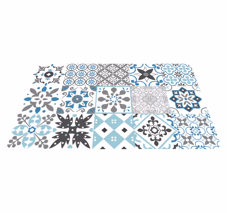 Vinyl Teppich Küche blaues mosaik - TenStickers