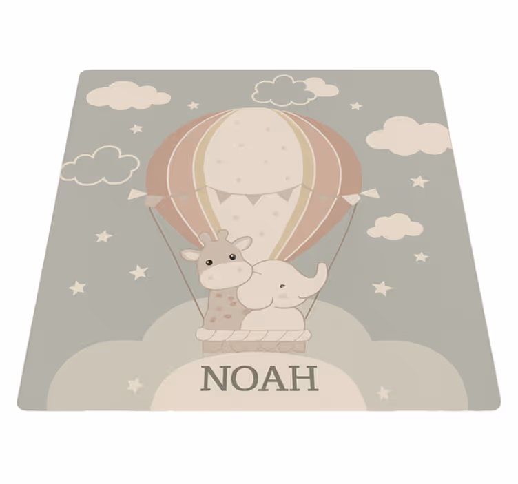 Vinylteppich kindlich mit pastellfarbenem ballon und name - TenStickers