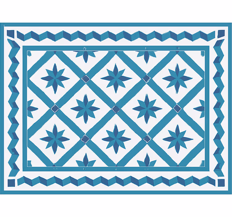 Vinyl Teppich blau geometrische sternfliesen - TenStickers