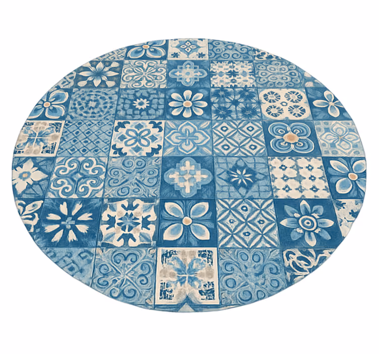 Vinyl Teppich blau kreisförmige mosaikfliesen - TenStickers