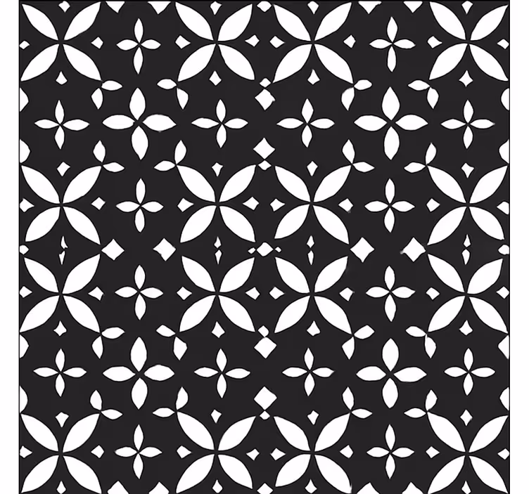 Vinyl Teppich Esszimmer schwarz floral geometrisch - TenStickers