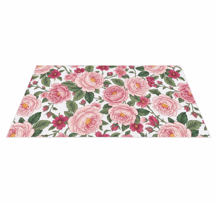 Vinyl teppich wohnzimmer mit schönen pinken blumen - TenStickers