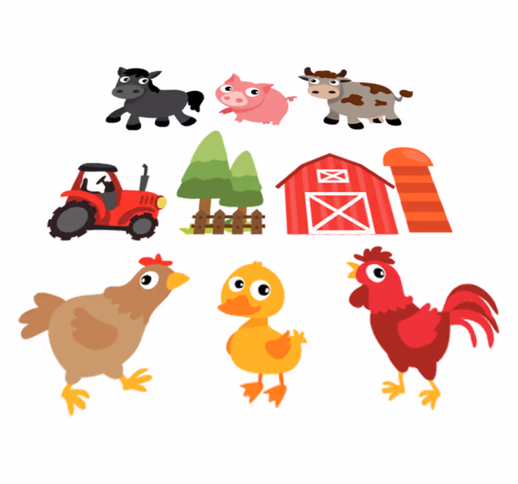 Vinyl teppich tiere bunte farm - TenStickers
