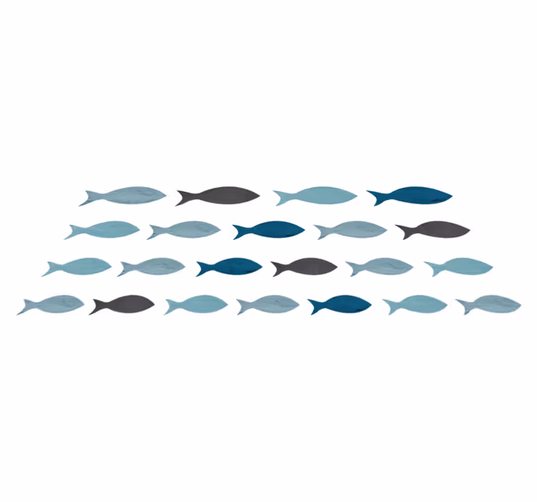 Vinyl teppich tiere in blauen fischsilhouetten - TenStickers