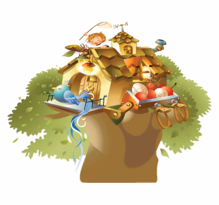 Vinyl teppich tiere hausbaum - TenStickers