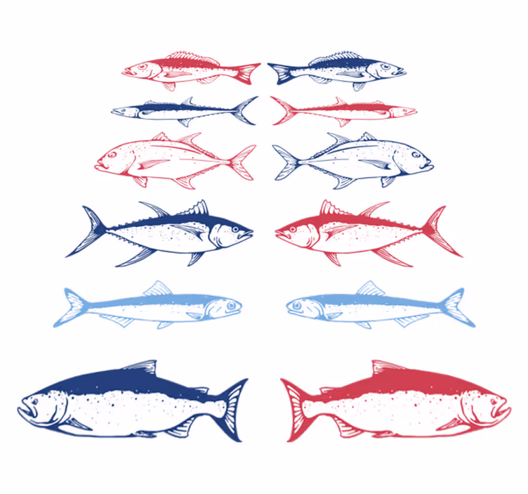Vinyl teppich tiere handgezeichnete fische motiv - TenStickers