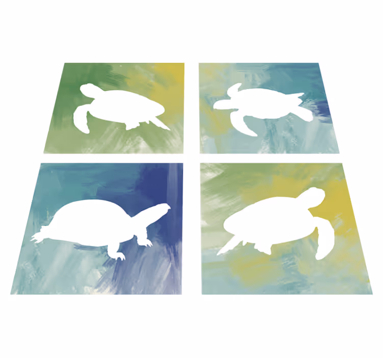 Vinyl teppich tiere bunte schildkrötenfliesen - TenStickers