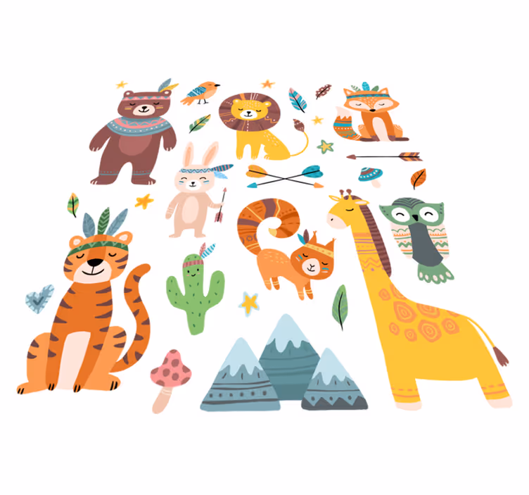 Vinyl teppich tiere mit baby wildtieren - TenStickers