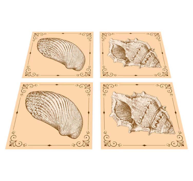Vinyl teppich tiere mit vintage muscheln - TenStickers