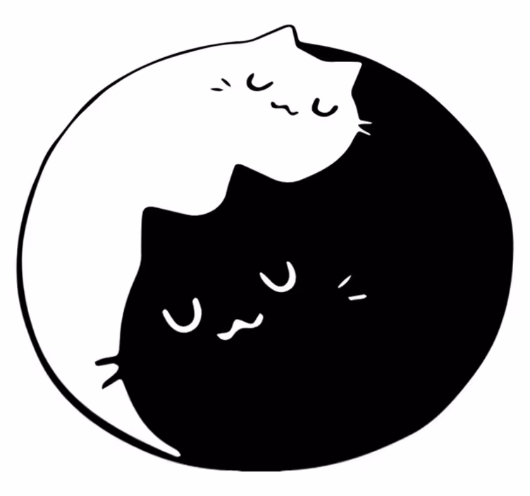Vinyl teppich tiere mit yin yang katzen - TenStickers