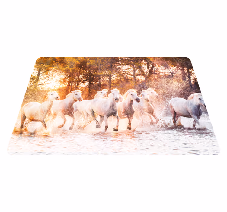 Vinyl teppich tiere wilde pferde im warmen sonnenuntergang - TenStickers