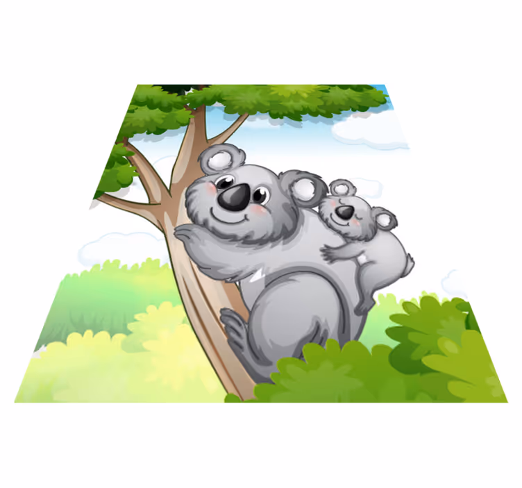 Vinyl teppich tiere mutter und baby koala - TenStickers