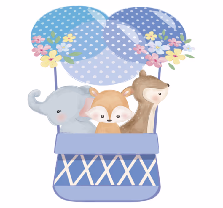 Vinyl teppich tiere aquarell tiere heißluftballon - TenStickers