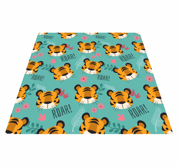 Vinyl teppich tiere mit brüllenden babytigern - TenStickers