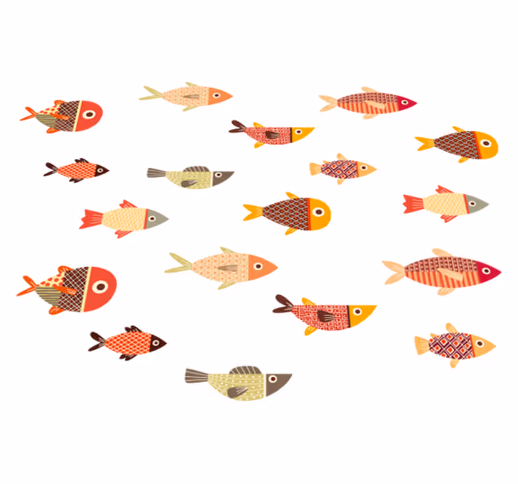 Vinyl teppich tiere runde bunte fische - TenStickers