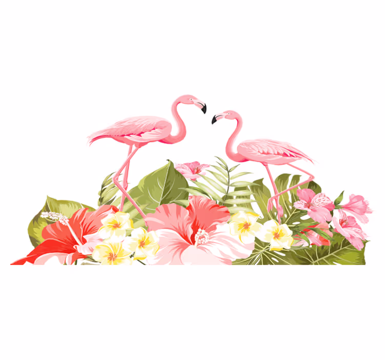 Vinyl teppich tiere tropische blume flamingo - TenStickers