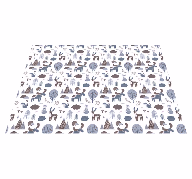 Vinyl teppich tiere in nordic grau - TenStickers