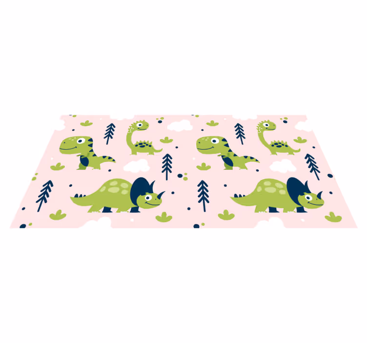 Vinyl teppich tiere kleine grüne dinosaurier - TenStickers