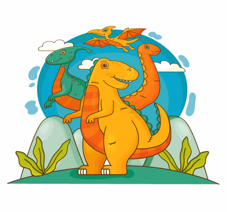 Vinyl teppich tiere dinos im dschungel - TenStickers